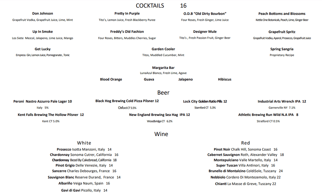 Solé Restaurant Menu